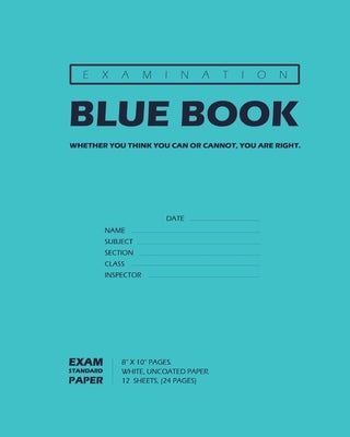 Examination Blue Book, Wide Ruled, 12 Sheets (24 Pages), Blank Lined, Write-in Booklet (Royal Blue) by Inc