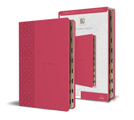 KJV Holy Bible, Large Print Medium Format, Fuchsia Faux Leather W/Ribbon Marker, Red Letter, Thumb Index by King James Version