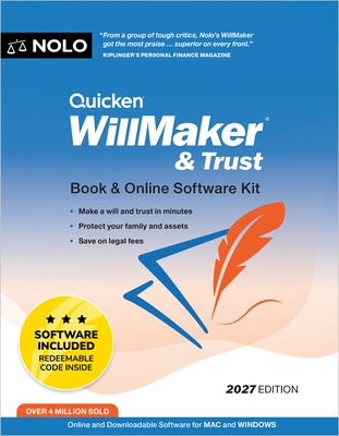 Quicken Willmaker & Trust 2027: Book & Online Software Kit by Nolo, Editors Of