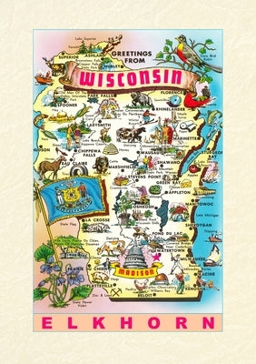 Vintage Lined Notebook Greetings from Wisconsin, Elkhorn by Found Image Press
