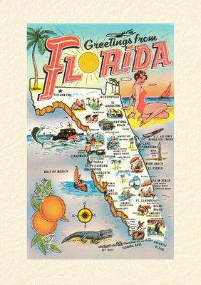 Vintage Lined Notebook Greetings from Florida, Map by Found Image Press