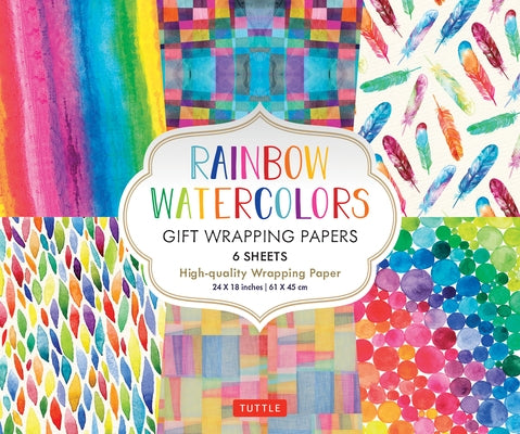 Rainbow Watercolors Gift Wrapping Papers - 6 Sheets: 24 X 18 Inch Wrapping Paper by Tuttle Studio