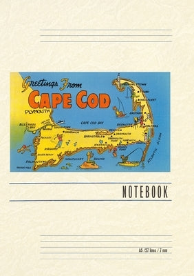 Vintage Lined Notebook Greetings from Cape Cod, Mass., Map by Found Image Press