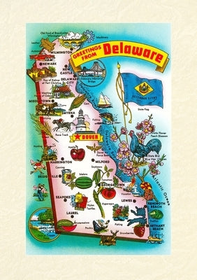 Vintage Lined Notebook Greetings from Delaware, Map by Found Image Press