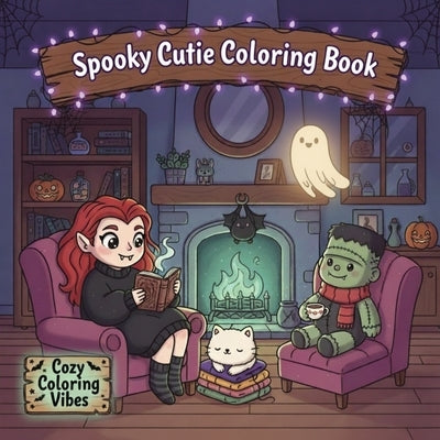 Spooky Cutie Coloring Book: Adorable Spooky Characters & Haunted Halloween Scenes for Adults & Teens Color Cute Creepy Creatures in Hygge Moments for by Vibes, Cozy Coloring