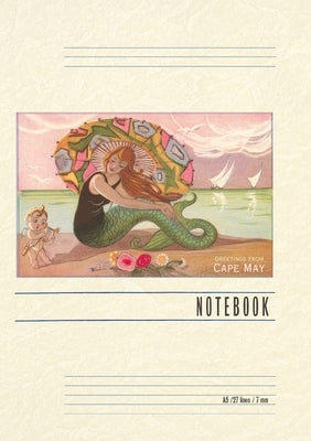 Vintage Lined Notebook Greetings from Cape May, Mermaid with Cherub by Found Image Press
