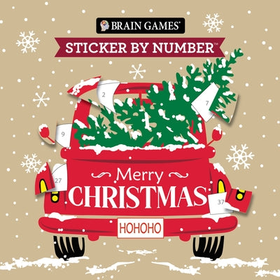 Brain Games - Sticker by Number Compact Edition: Merry Christmas 7x7 Inches Christmas Stocking Stuffer, Travel Size Activity Book for Adults & Kids 7+ by Publications International Ltd