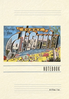 Vintage Lined Notebook Greetings from Sunny California Beach Scene by Found Image Press