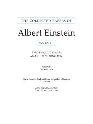 The Collected Papers of Albert Einstein, Volume 1 (Translation Supplement): The Early Years, March 1879-June 1902 by Einstein, Albert