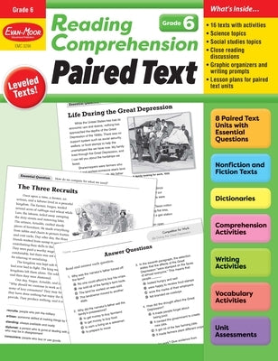 Reading Comprehension: Paired Text, Grade 6 Teacher Resource by Evan-Moor Educational Publishers