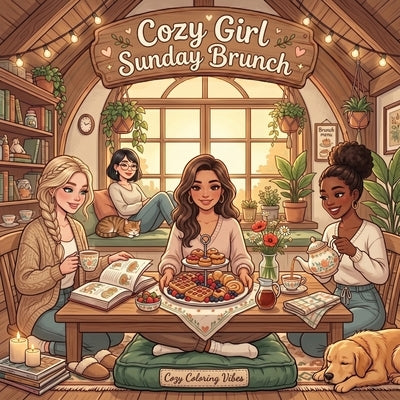 Cozy Girl Sunday Brunch: Cute Comfy Homebody Coloring Book for Adults & Teens Easy Bold Line Hygge Design & Relaxing Home Scenes, Daily Good Vibe Comf by Vibes, Cozy Coloring