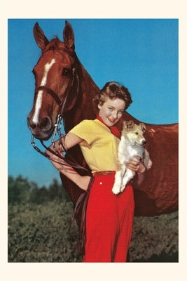 Vintage Journal Woman with Collie Puppy and Horse by Found Image Press