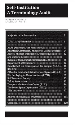 Self-Institution: Terminology Audit by Dreier, Chris