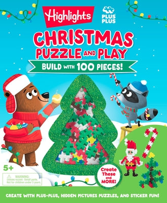 Christmas Puzzle and Play: Build with 100 Pieces!: Holiday Set with Hidden Objects and Plus-Plus Building Blocks for Kids Ages 5 and Up by Highlights