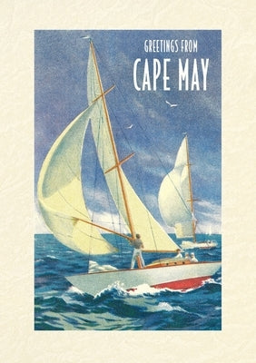 Vintage Lined Notebook Greetings from Cape May, New Jersey, Sailboats by Found Image Press