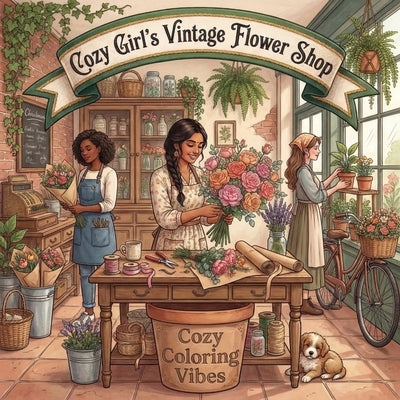Cozy Girl's Vintage Flower Shop: Cute Fun Bold Line Coloring Book for Adults Artistic Aesthetic Floral Scenes, Relaxing Daily Moments, Peaceful Hygge by Vibes, Cozy Coloring