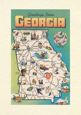 Vintage Lined Notebook Greetings from Georgia, Map by Found Image Press