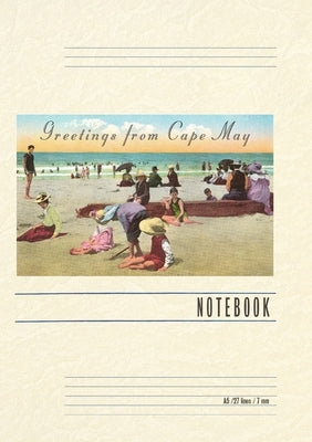 Vintage Lined Notebook Greetings from Cape May, New Jersey, Beach Scene by Found Image Press