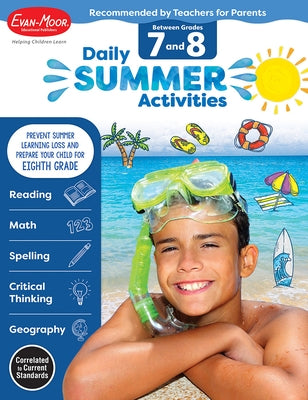 Daily Summer Activities: Between 7th Grade and 8th Grade, Grade 7 - 8 Workbook by Evan-Moor Educational Publishers