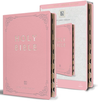 KJV Holy Bible, Giant Print Thinline Large Format, Pink Premium Imitation Leathe R with Ribbon Marker, Red Letter, and Thumb Index by King James Version