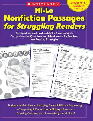 Hi-Lo Nonfiction Passages for Struggling Readers: Grades 6-8: 80 High-Interest/Low-Readability Passages with Comprehension Questions and Mini-Lessons by Chang, Maria