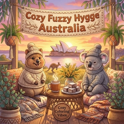 Cozy Fuzzy Hygge Australia: Easy Bold Line Design Adorable Animal Coloring Book for Adults Coastal & Outback, Wildlife Wonders & Relaxing Travel Scene by Vibes, Cozy Coloring