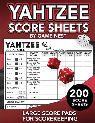 Yahtzee Score Sheets: 200 Large Score Pads for Scorekeeping 8.5" x 11" Yahtzee Score Cards by Nest, Game