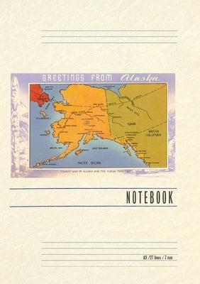 Vintage Lined Notebook Greetings from Alaska, Map by Found Image Press