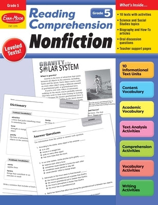 Reading Comprehension: Nonfiction, Grade 5 Teacher Resource by Evan-Moor Educational Publishers