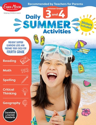 Daily Summer Activities: Between 3rd Grade and 4th Grade, Grade 3 - 4 Workbook by Evan-Moor Educational Publishers